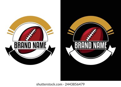 simple modern emblem rugby football ball illustration vector logo design