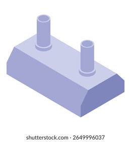Simple modern factory building with two chimneys for industrial landscape in isometric view