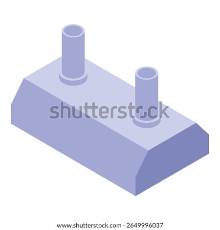 Simple modern factory building with two chimneys for industrial landscape in isometric view