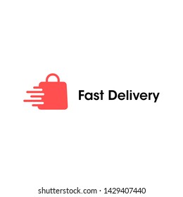 A simple and modern Fast Delivery Icon. Combine a bag and swoosh.