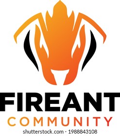 Simple and modern fire ant logo for company, business, community, team, etc.