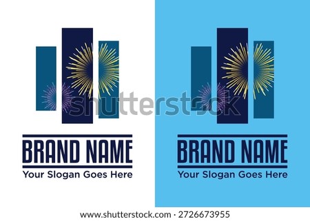 simple modern Fireworks with bars vector illustration logo design