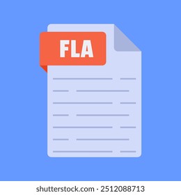 Simple and modern fla file extension vector illustration flat design isolated on blue background