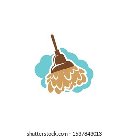 simple modern flat cleaning broom vector logo design