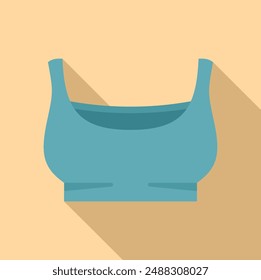 Simple and modern flat design of a blue sports bra on a beige background