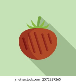 Simple and modern flat design vector illustration of a ripe strawberry on a pastel green background