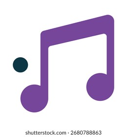 Una ilustración plana simple y moderna de una nota musical. Este vibrante icono púrpura es perfecto para representar la música, la melodía y el sonido en un estilo minimalista.
