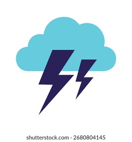 A simple and modern flat illustration of a storm cloud with lightning bolts. This weather icon is isolated, perfect for forecasts, apps, and climate-related designs.
