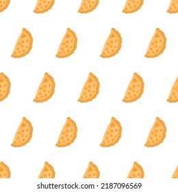 Simple modern flat pizza calzone seamless pattern. Italian closed pizza background