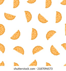 Simple modern flat pizza calzone seamless pattern. Italian closed pizza background