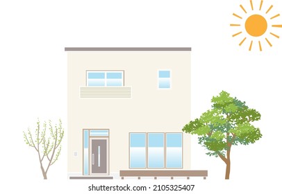 Simple modern flat roof house vector illustration