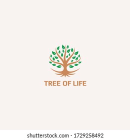 Simple modern flat tree of life logo template spiritual nature root leaf luxury elegant