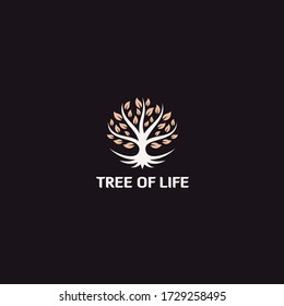 Simple modern flat tree of life logo template spiritual luxury elegant leaf root geometric