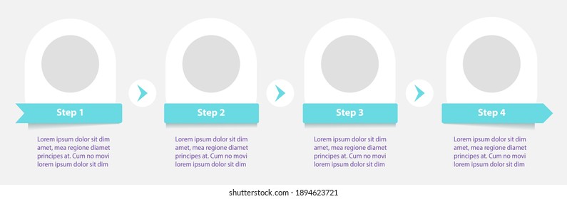 Simple modern flowchart with headers vector infographic template. Presentation design elements with text space. Data visualization with 4 steps. Process timeline chart. Workflow layout with copyspace