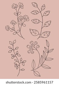 Simple and modern flower outline drawings in vector format. Great for logos, stickers, prints, invitations, and more. Clean, high-resolution botanical line art.