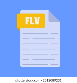 Simple and modern flv file extension vector illustration flat design isolated on blue background