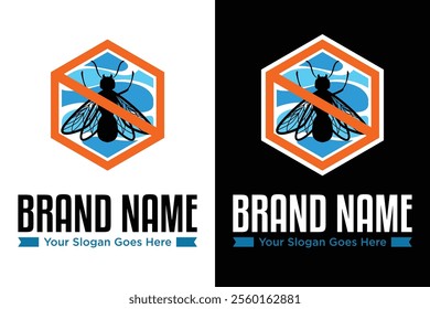 simple modern fly pest control vector illustrator logo design