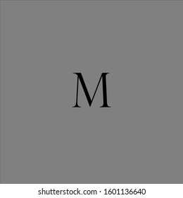 the simple modern font of letter M with grey background