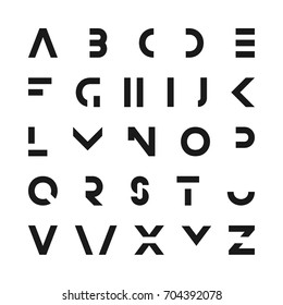 Simple Modern Font. Vector Minimalistic English Alphabet. Futuristic Latin Letters.