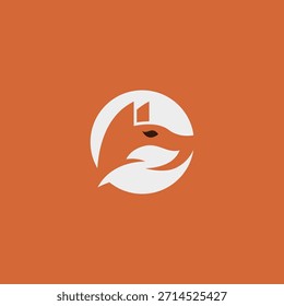 simple and modern fox head logo in circle shape
