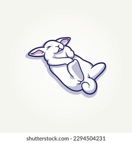 simple moderno divertido lindo conejo durmiente dibujos animados llanos vectores de dibujos