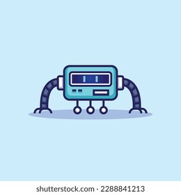 simple modern funny cute robot with long steel arms cartoon flat icon vector Illustration design