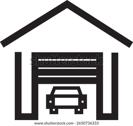 Simple and modern garage icon in black and white