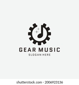 simple and modern gear music logo design template