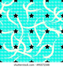 Simple modern geometric chevron print .Abstract hand drawn brush stroke shapes and stars seamless pattern texture 

