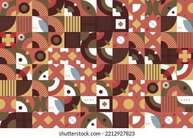Simple Modern geometrical shapes seamless pattern It consists of a polyhedron such as a circle square triangle Used in the textile industry, fabric pattern, paper, wallpaper, book cover
