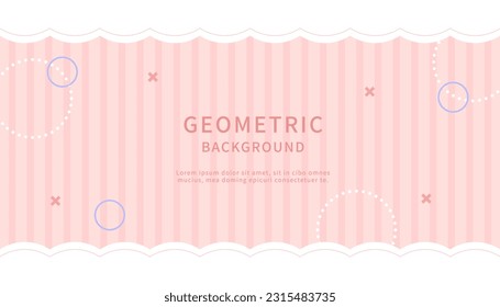 Simple modern geometry pink  background with lines and dots. 