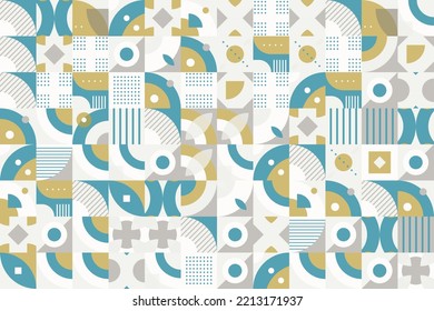 Simple Modern geometry shapes seamless pattern It consists of a polyhedron such as a circle square triangle Used in the textile industry, fabric pattern, paper, wallpaper, book cover