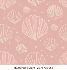 Simple, modern, girly, vector hand drawn sea shell seamless pattern
Beautiful seashells print design, perfect for prints and patterns. Fashion textile fabric design
