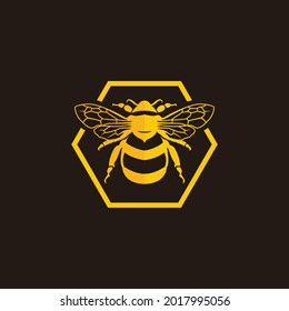 Moderno simple de la abeja dorada colorido símbolo de dibujos animados estilo de línea diseño de ilustraciones vectores