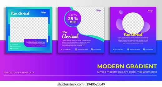Simple modern gradient social media template