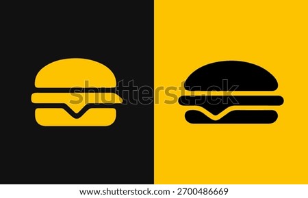 Simple modern graphic design of two contrasting burger icons one yellow on black and one black on yellow