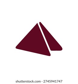 A simple modern graphic of two maroon triangles forming a pyramid shape. This minimalist icon on a white background evokes concepts of stability and history.