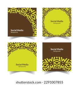 simple and modern green brown ornamental pattern square flat social media background