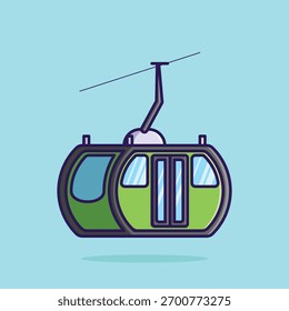 Simple Modern Green Cable Car Cartoon vector illustration world sustainable transport day concept icon isolated