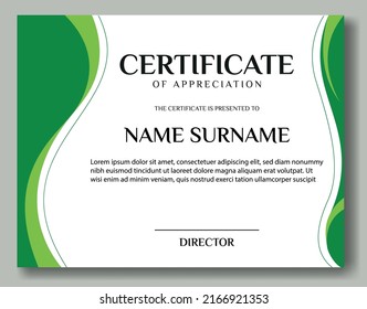 Simple Modern Green Certificate Template Design Stock Vector (Royalty ...