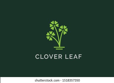 Simple modern green clover leaf plant logo design