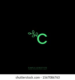simple modern green nature C logotype design concept.