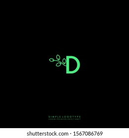 simple modern green nature D logotype design concept.