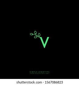 simple modern green nature V logotype design concept.