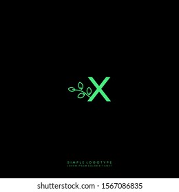 simple modern green nature X logotype design concept.