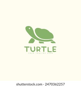 simple and modern green turtle logo on a milky white background