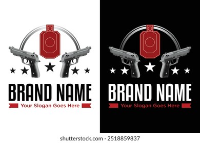 alvo arma moderna simples com estrelas ilustração vetor logotipo design
