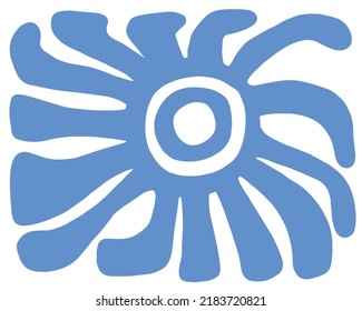 Sencillo arte vectorial de mano moderna con Sol abstracto sobre un fondo blanco. Diseño estilo Boho ideal para el arte de la pared, afiche, tarjeta, decoración de habitaciones. Afiche de Sun Art. Cool de estilo azteca minimalista.