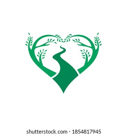 Simple Modern Heart Tree Path Vector Icon