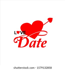 simple modern hearth with arrow vector in red color. dating or love logo design template